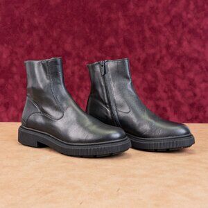 Franco Sarto Women Black Vegan Leather Stomp Festival Party Boots sz 8